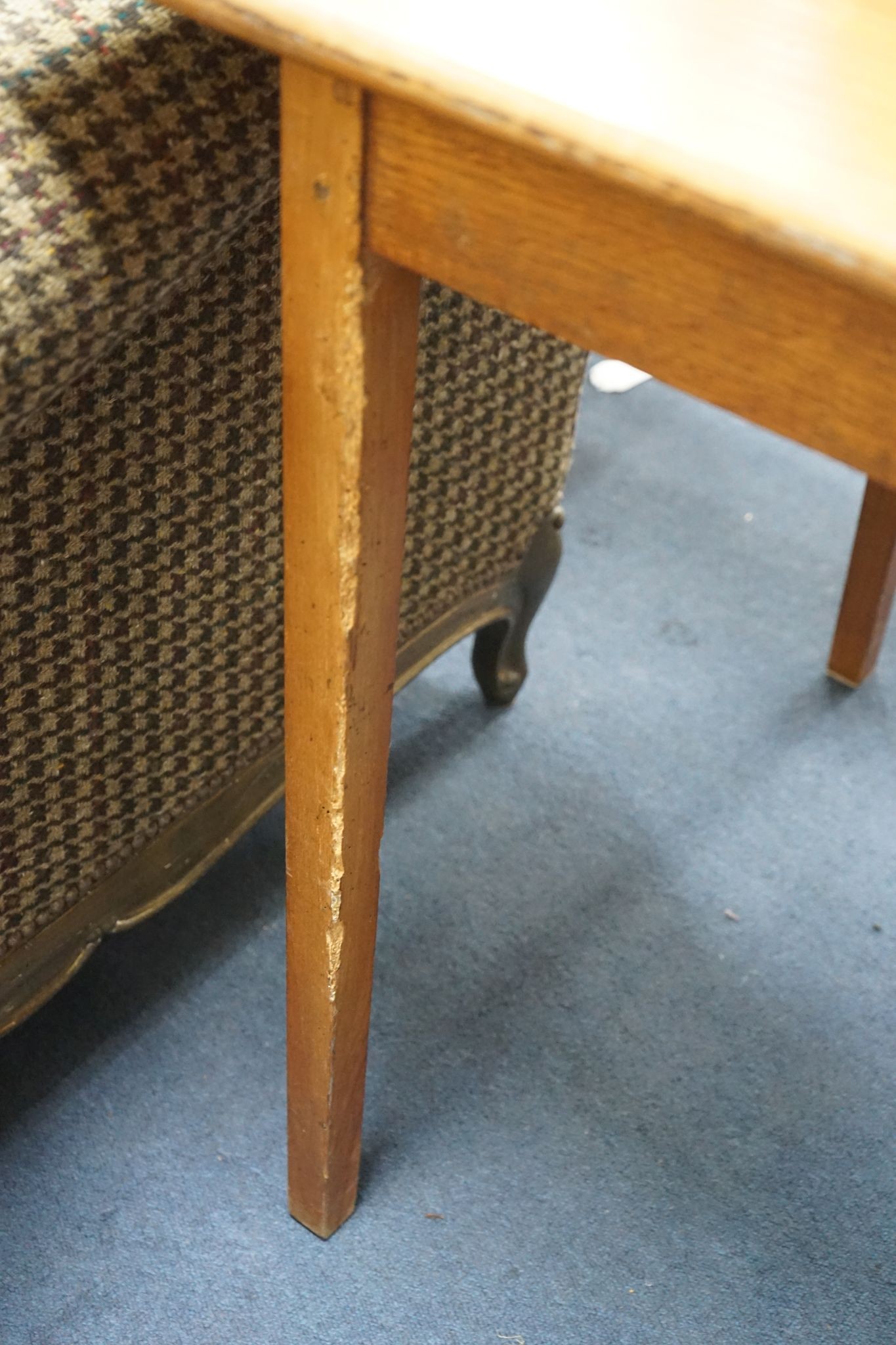 A small 19th century French provincial rectangular cherry kitchen table with fitted drawer, width 99cm, depth 74cm, height 74cm